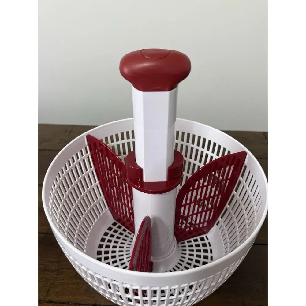 KitchenAid Salad Spinner Red Large Vegetables Lettuce Washer Dryer Colander Pump